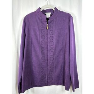 BonWorth Purple Geometric Cutout Zip Front Jacket Women's M